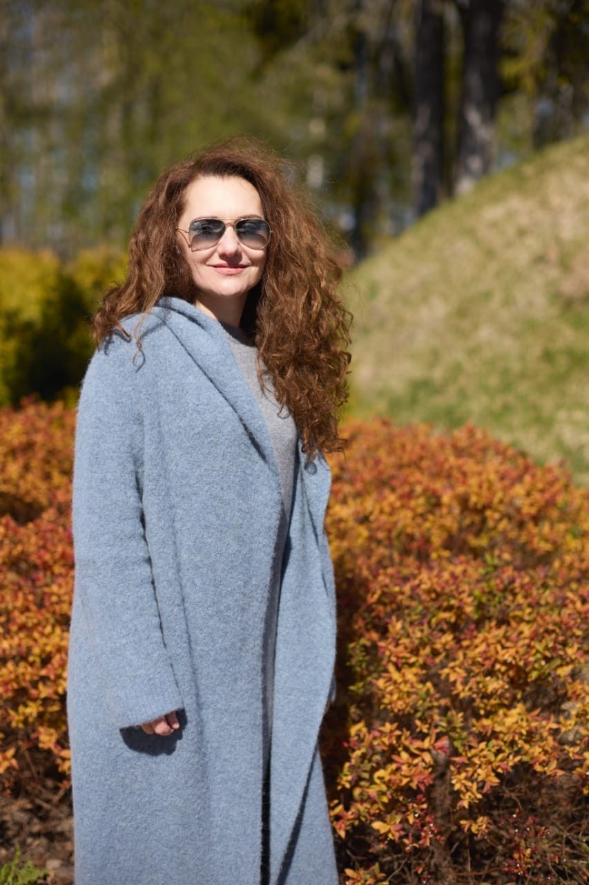 Long manteau bleu en alpaga